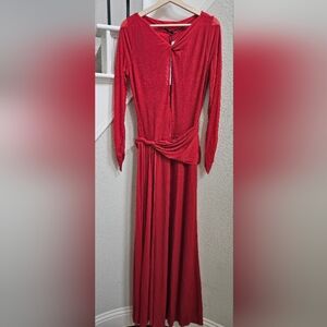 MISHA Irina Long-Sleeve Keyhole Mesh Maxi Dress | Anthropologie | Size L | NWT